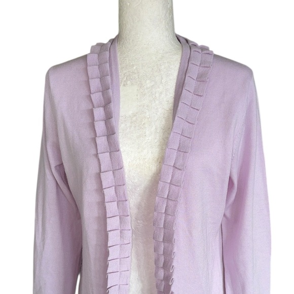 Brooks Brothers Lavender Lilac Merino Wool Ruffle Cardigan - M - Picture 2 of 9